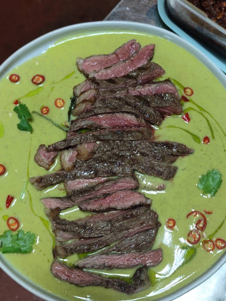 Grilled Beef With Green Curry Sauce